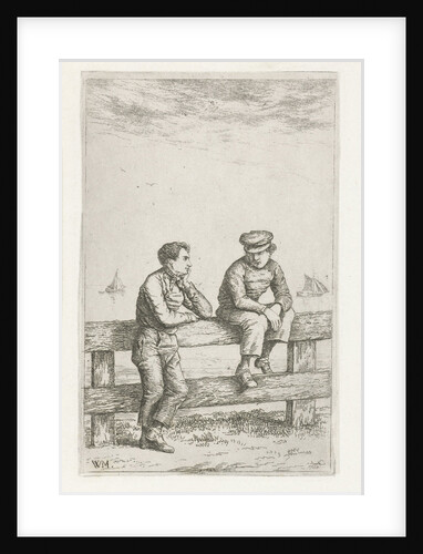 Two boys on a fence by Christiaan Wilhelmus Moorrees