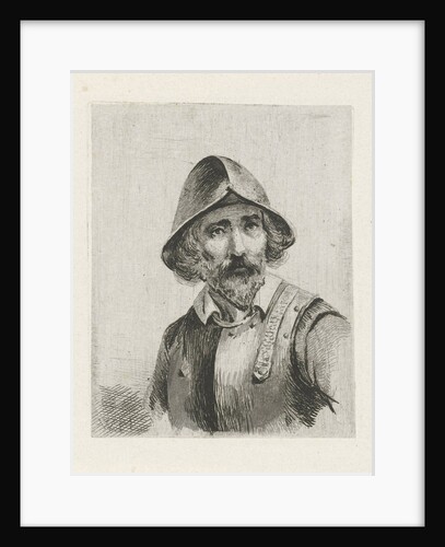 Man wearing armour and a helmet by Christiaan Wilhelmus Moorrees