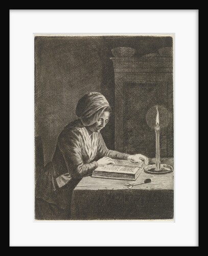 Dark room with woman reading by Johannes Christiaan Janson