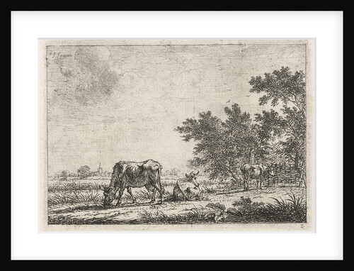 Three cows in pasture by Johannes Janson