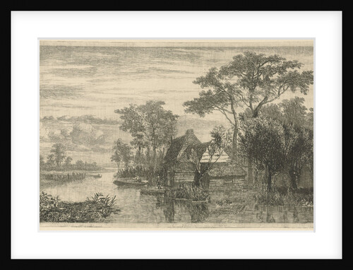 River with anglers by Hermanus Jan Hendrik van Rijkelijkhuysen