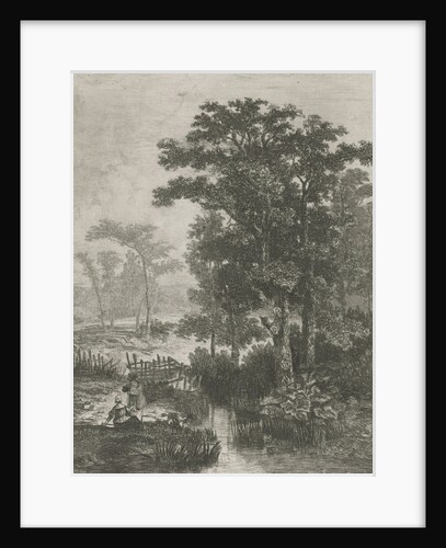 Man and woman at a trickle by Hermanus Jan Hendrik van Rijkelijkhuysen