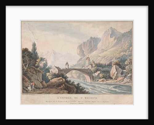 View of the bridge at Saint Maurice in Switzerland by Louis Bernard Coclers
