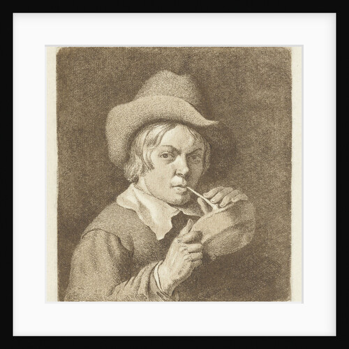 Portrait of a boy who lights his pipe by Cornelis van Noorde