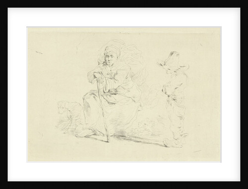 Resting woman leaning on a stick by Jean Zacherie Mazel