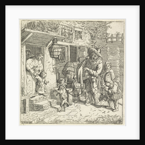 The lyre player with the dancing dog by Cornelis Dusart