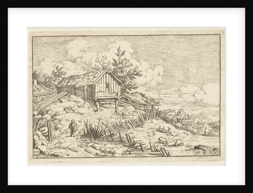 Hiker at dilapidated fence by Allaert van Everdingen