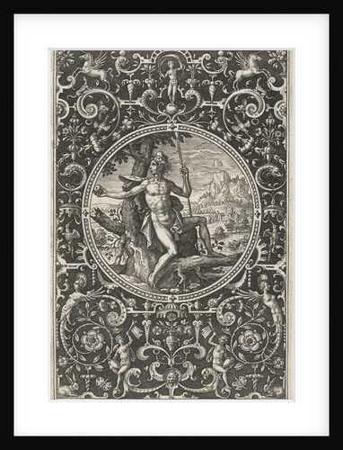 Medallion which Paris, sitting against a tree by Adriaen Collaert