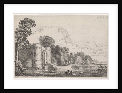 wagons on a path to a castle by Jan van de Velde II