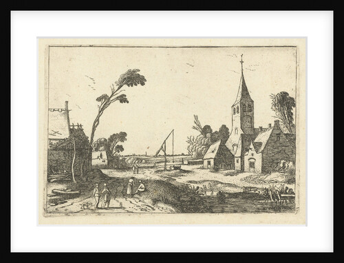Village view with farms, church and well by Esaias van de Velde