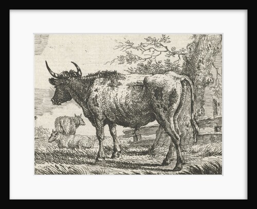 Standing cow with two sheep by Anthony Oberman