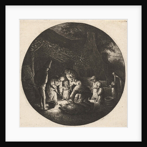 Peasant family and the slaughter of a pig by Adriaen van Ostade
