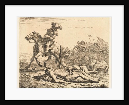 Battlefield soldier on horseback and two deaths by Karel Dujardin