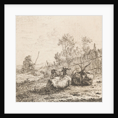 Goat and two sheep by Dujardin