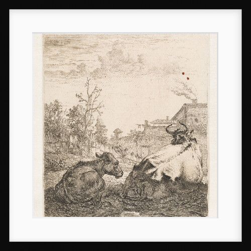 Lying cow with calf by Karel Dujardin