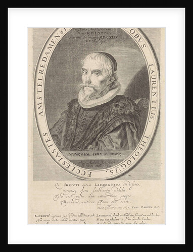 Portrait of the Amsterdam theologian Jacobus Laurentius by Theodor Matham