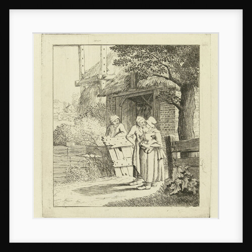 Two women and a man on a farm by Marie Lambertine Coclers