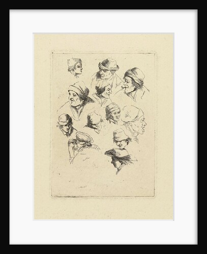 Study Sheet with twelve heads by Marie Lambertine Coclers