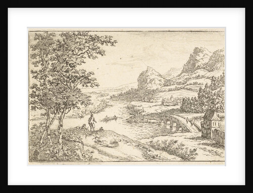 Stone bridge at a river junction by Jan van Almeloveen