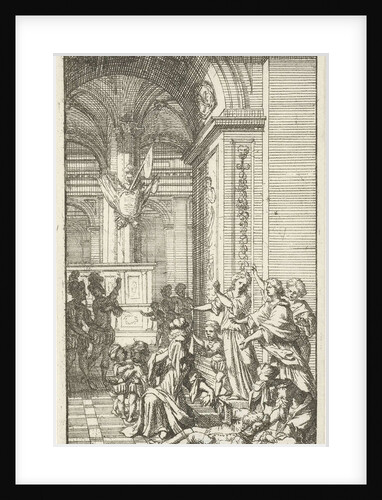 Women weep for two dying men in a palace by Christoffel Lubienitzki