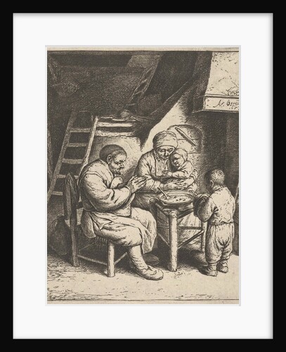 Family at the table for the meal by Adriaen van Ostade