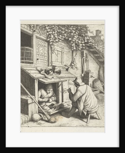 Shoemaker in store for his house and a customer by Adriaen van Ostade