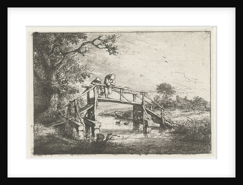 Two fishermen on a bridge by Adriaen van Ostade