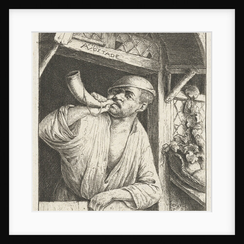 Bakker blows a horn by Adriaen van Ostade