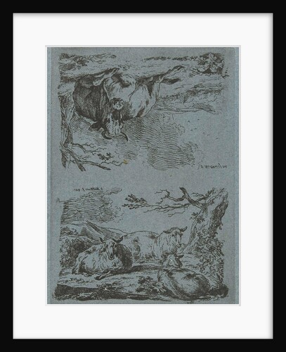 Three sheep and a cow by Jan Bulthuis