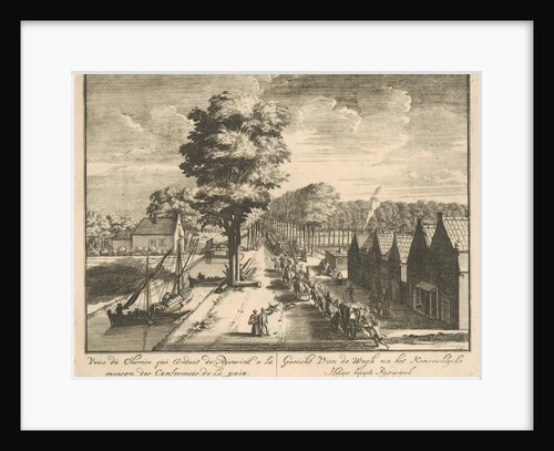 A procession of horsemen and carriages on the road to the Huis ter Nieuwburg Rijswijk by Jan van Vianen