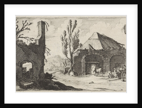 Country road at a ruin and an inn by Gillis van Scheyndel I