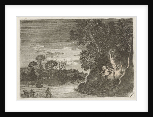 Figures around a campfire by Gillis van Scheyndel I