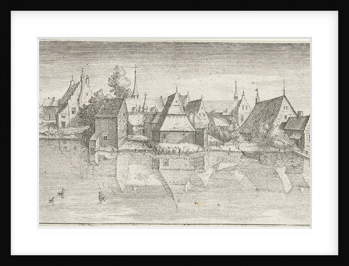 Village on a river by Josse van Liere