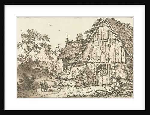 Farm with two men in the doorway by Timothy Sheldrake