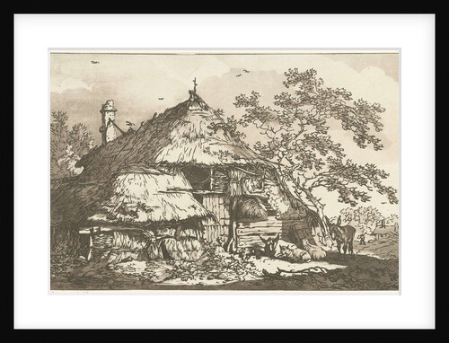 Farm in the yard with a cow, two sheep and a donkey by Timothy Sheldrake