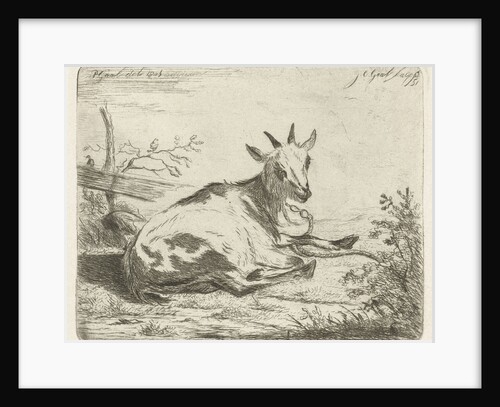 Lying goat, to the right by Jacobus Cornelis Gaal