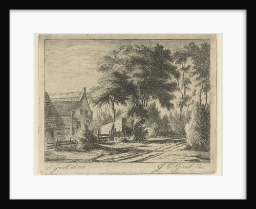 Country road at a farm by Jacobus Cornelis Gaal