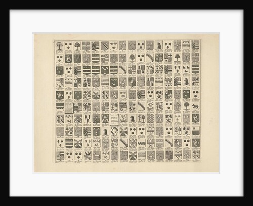 Weapon card with arms and names of the Heren Veertigen van Delft by Hendrik de Leth