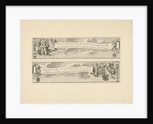 Coat of arms Delft, flanked by putti by Hendrik de Leth