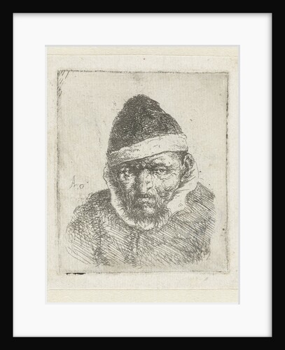 Bust of an old peasant with a pointed hat by Adriaen van Ostade