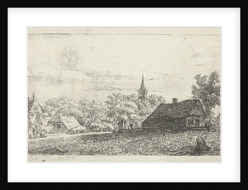 Village scene with church tower between trees by Johannes Franciscus Christ