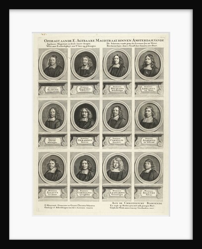 Left half with twelve portraits of a total of twenty-four ministers of Amsterdam by P. van Opoeteren