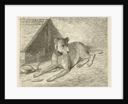 Dog on a chain in a doghouse, For him a bone, Bottom left numbered 2 by Johannes Mock