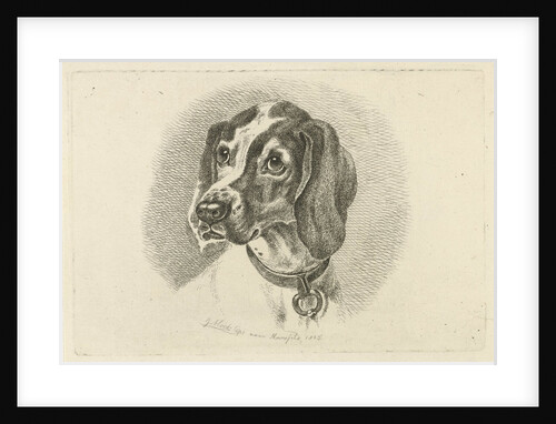 Dogs head with a necklace with ring by Johannes Mock