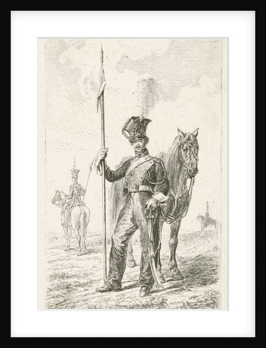 Soldier with a spear beside his horse by Johannes Mock