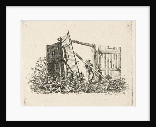 Two figures in a gate open by Johannes Mock