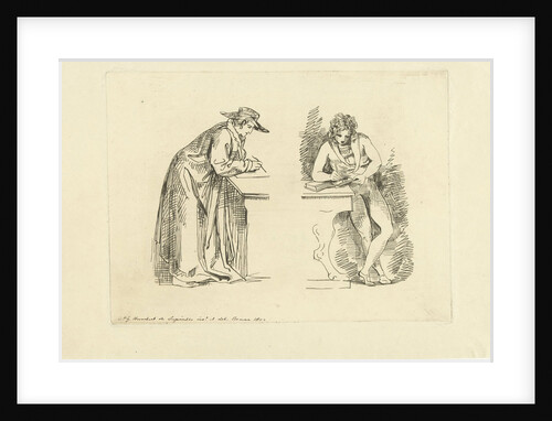 Study Sheet with two male figures, F. Bruining by David Pièrre Giottino Humbert de Superville