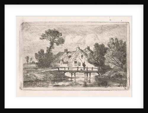 Angler on a bridge at a farm by Jan Gerard Smits