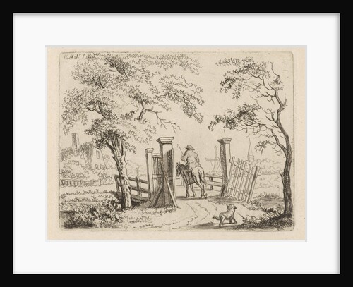 Rider with dog at a bridge by Hendrik Marcus Schouten