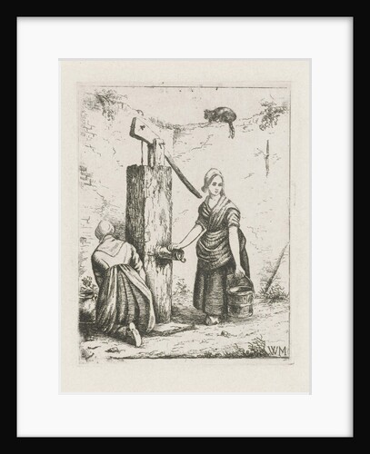 Two women at a water pump by Christiaan Wilhelmus Moorrees